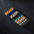 Fongten Retro Watch Link Chain Men Ring Stainless Steel Rock Biker Finger Men and Women Punk Couple Rings Fashion Jewelry Gift