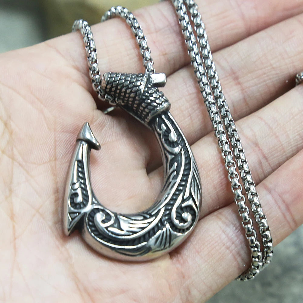 Viking Anchor Hook Pendant — Stainless Steel