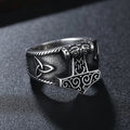 Vintage Viking Mjolnir Thor's Hammer Ring Men Nordic 316L Stainless Steel Odin Celtics Knot Amulet Ring Jewelry Gift