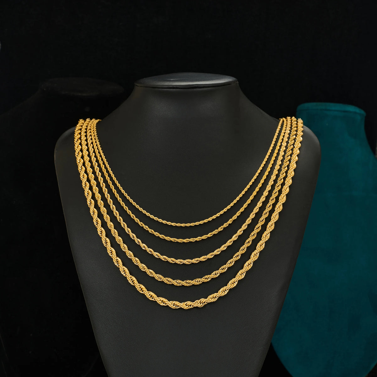 Gold Twisted Rope Chain Choker Necklace 6mm — Stainless Steel