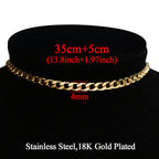 Punk Cuban Link Choker Necklace Collar Statement Chunky Stainless Steel Gold Color Thick Chain Necklace For Men Women Jewelry