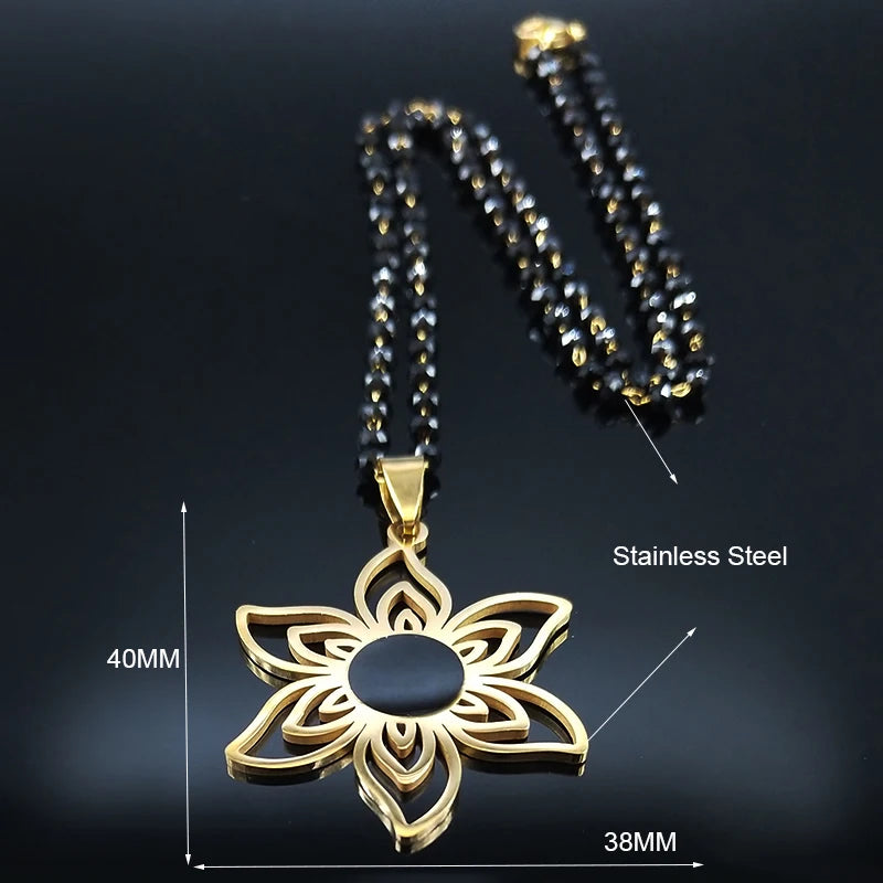 Flower Gold Pendant Necklace — Stainless Steel