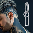 Silver Paperclip Hoop Earrings — Stainless Steel