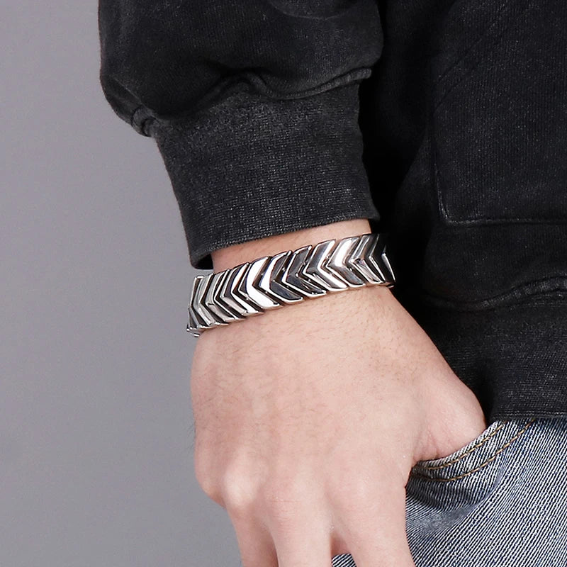 Punk Snake Bone Style Bracelet Men Heavy Quality Polished Stainless Steel Men's Bracelets & Bangles 2021 Birthday Gifts