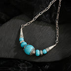 Womens Gypsy Jewelry Bohemian Ethnic Red Natural Stone Pendants Necklaces Metal Tibetan Sliver Color Chain Necklace For