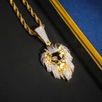 Iced Out Micro Pave Lion Head Pendant — Gold