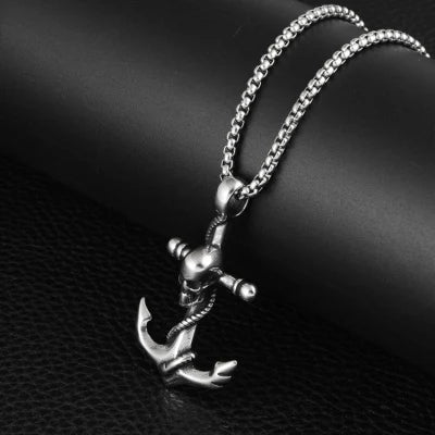 Skull Anchor Pendant — 316L Stainless Steel