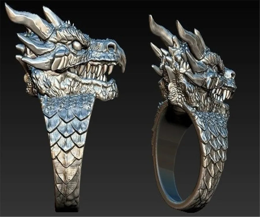 Milangirl Vintage Punk Gothic Ring Dragon Ring Men's Fashion Dragon Man Ring Jewelry