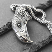 Double-Sided 3D Eagle Head Pendant Necklace — Stainless Steel