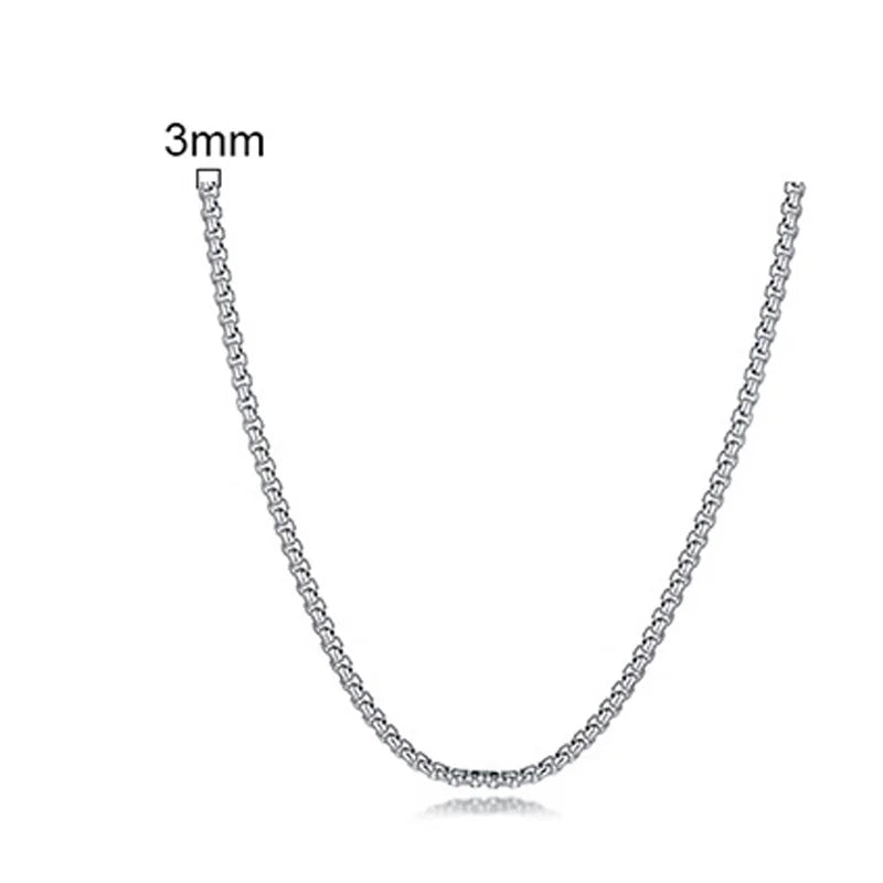 Two-Tone Round Box Chain Necklace — Stainless Steel