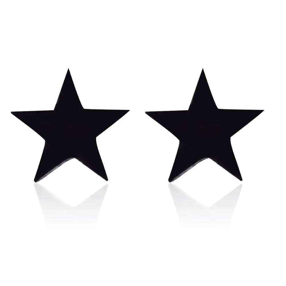 Punk Open Star Stud Earrings Everyday Wear — Stainless Steel