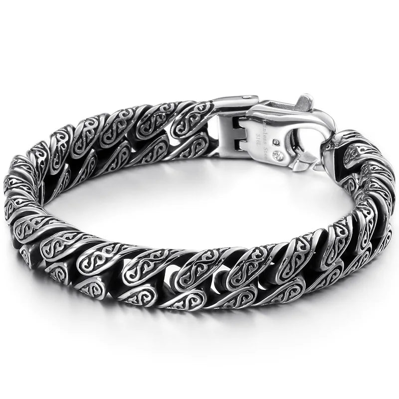 Vintage Heavy Stainless Steel Bracelet For Man Men's Link Chain Bracelets Metal Bangles Armband Hand Jewelry Gifts For