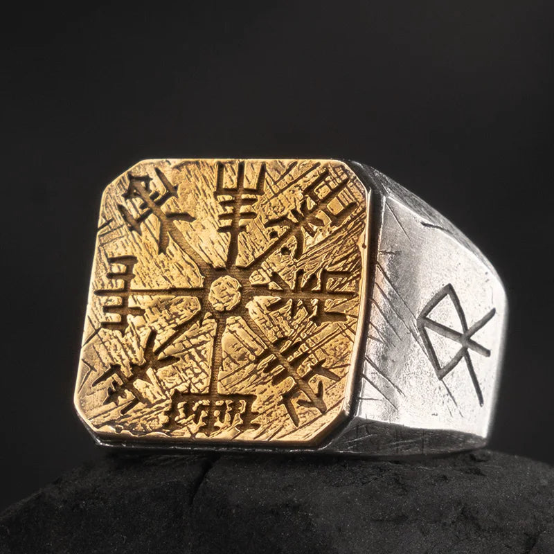 925 Silver Viking Ring Vegvisir Trendy Male Ring Single Ring Fashion Jewelry