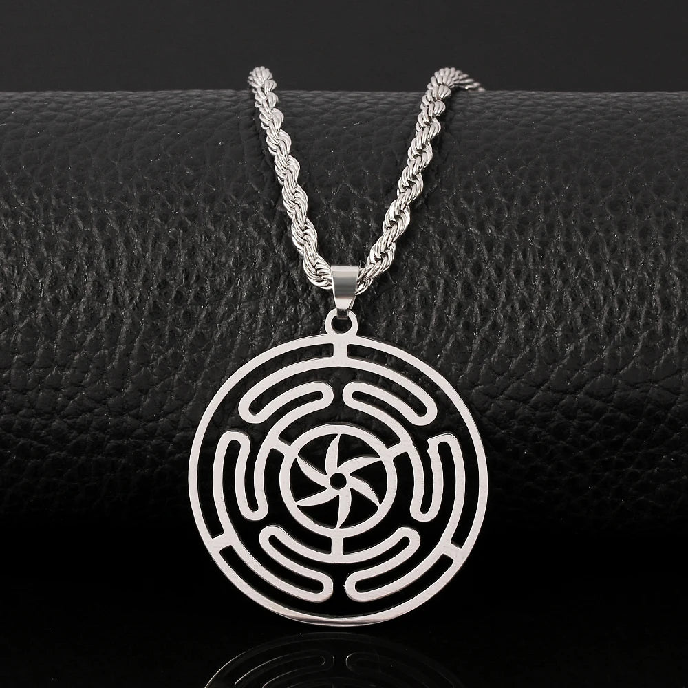 Hekate Wheel Stainless Steel Necklace Pendant Goth Strophalos Hecate Magic Symbol Logo Charm PIN colier femme Men