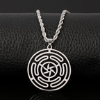 Hekate Wheel Stainless Steel Necklace Pendant Goth Strophalos Hecate Magic Symbol Logo Charm PIN colier femme Men