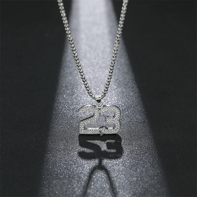 Iced Out Number 23 Cuban Chain Necklace — Gold-Tone