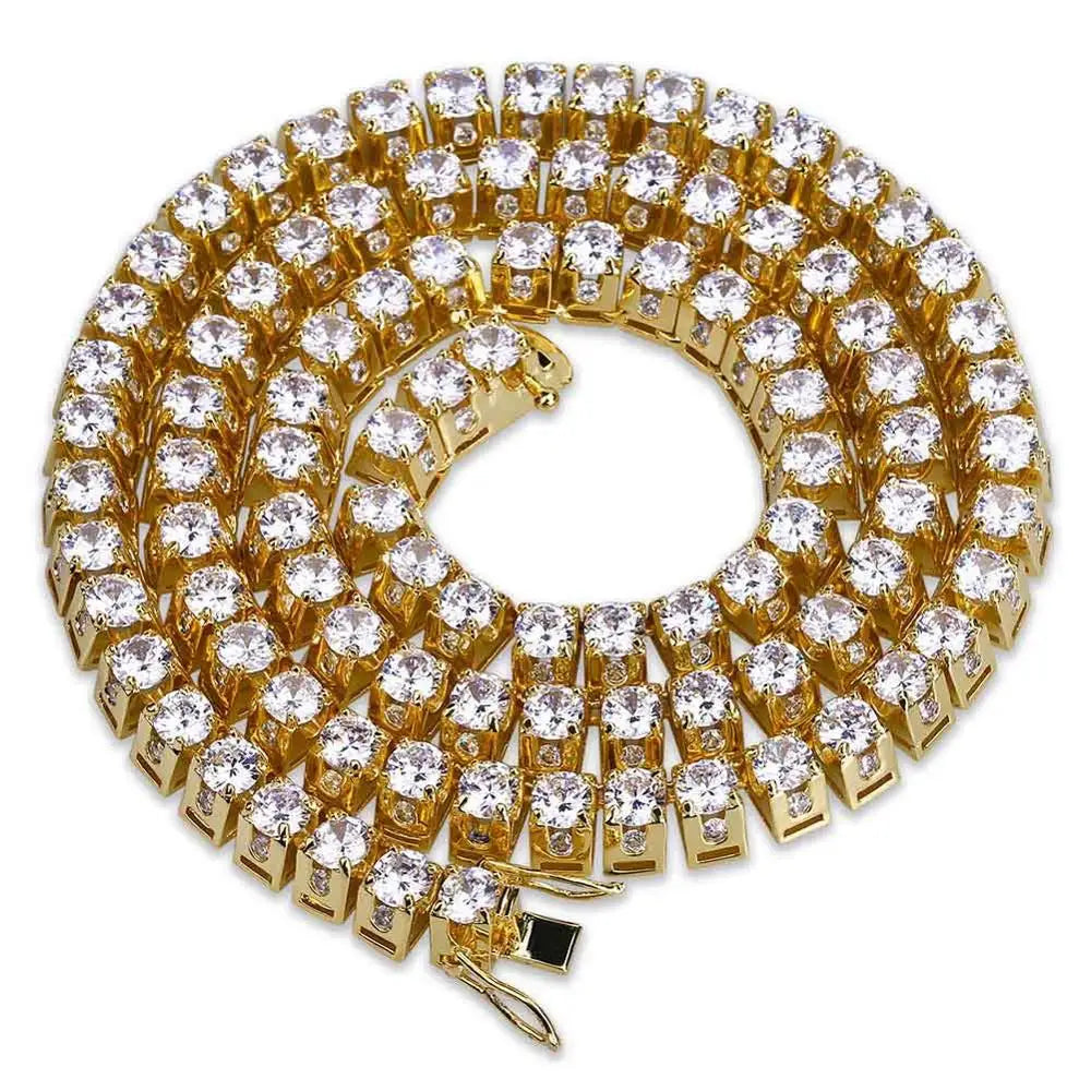 Iced Out Tennis Chain Choker Necklace — Copper Alloy
