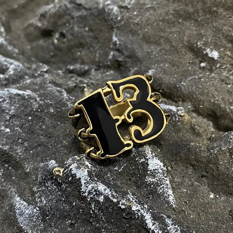 Lucky Number 13 Vintage Men Ring Stainless Steel Claw Gothic Gold Color Punk Jewelry Unisex Gift For Men Retro Hip Hop