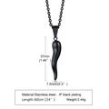 Italian Horn Charm Pendant Necklace — Stainless Steel