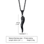 Italian Horn Charm Pendant Necklace — Stainless Steel