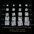 LUXUKISSKIDS Brilliant Square Stud Earrings 10pairs/Lot Novel Clearly Large 3A Cubic Zirconia Stainless Steel Wholesale