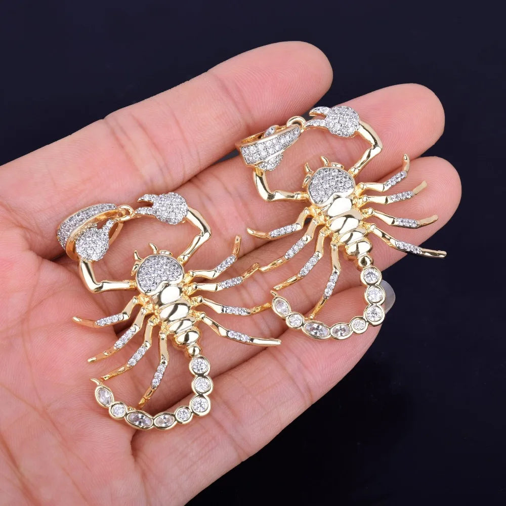 Iced Out Scorpion Rope Chain Pendant — Gold