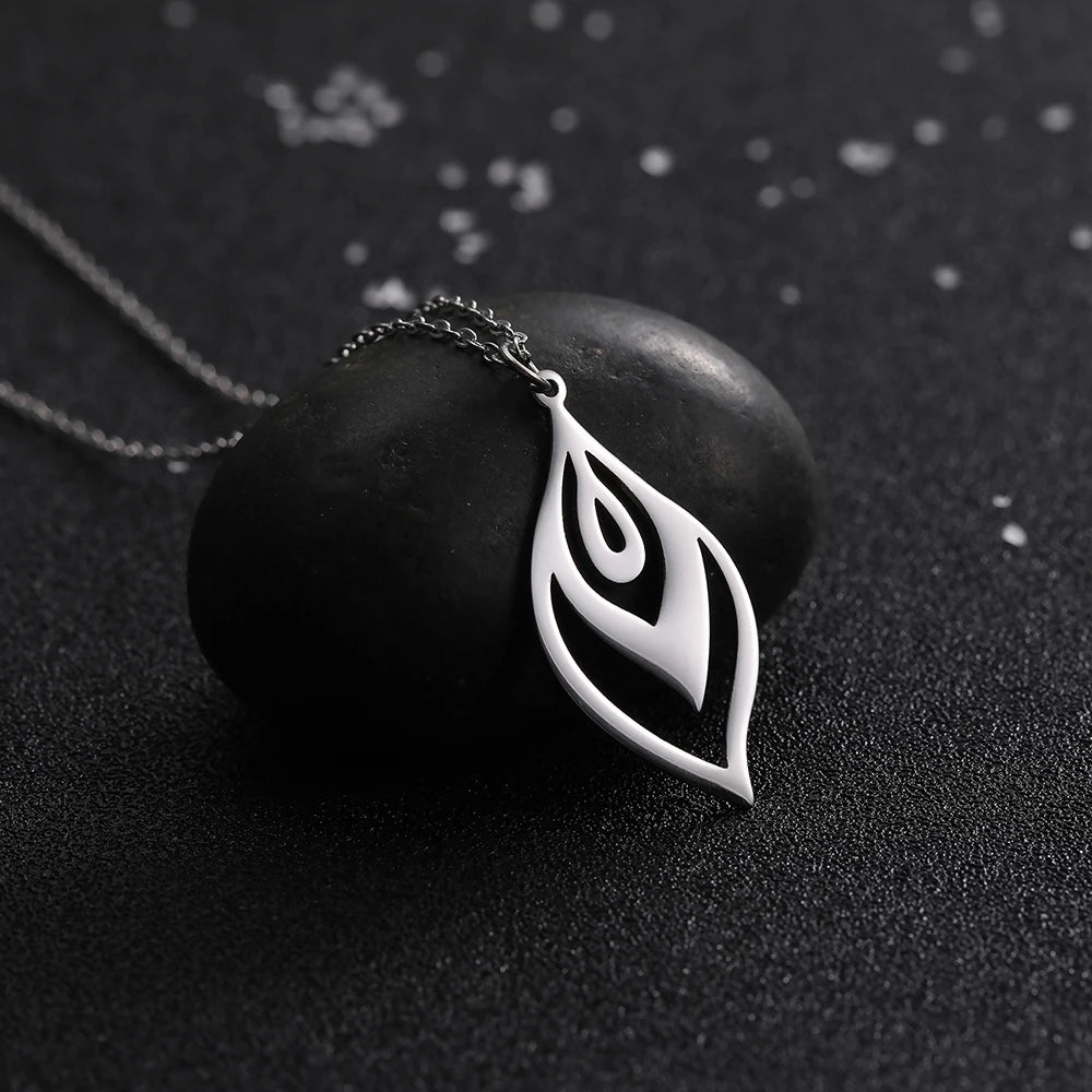 Leaf Pendant Statement Necklace for Women — Stainless Steel