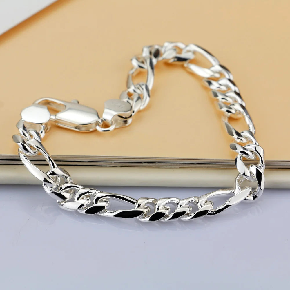 Punk Link Chain Bracelet in Silver Tone Color