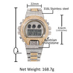 Hip Hop Full Iced Out Men Watches Stainless Steel Fashion Luxury Rhinestones Quartz Square Wristwatches Business Watch