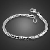 Snake Chain Bracelet 4mm — Silver-Tone, 7-8 Inch Length