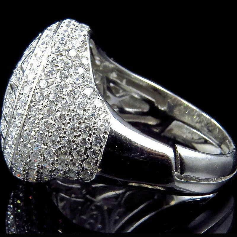 Trendy Round Rings Male Iced Out Cubic Zircon Crystal Rings for Men Party Jewelry Accessories