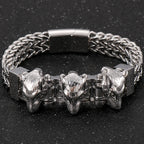 Gold Color Stainless Steel Chain Bracelet for Man Punk Gothic Skull Wristband With Magnetic Clasp Animal Head Homme