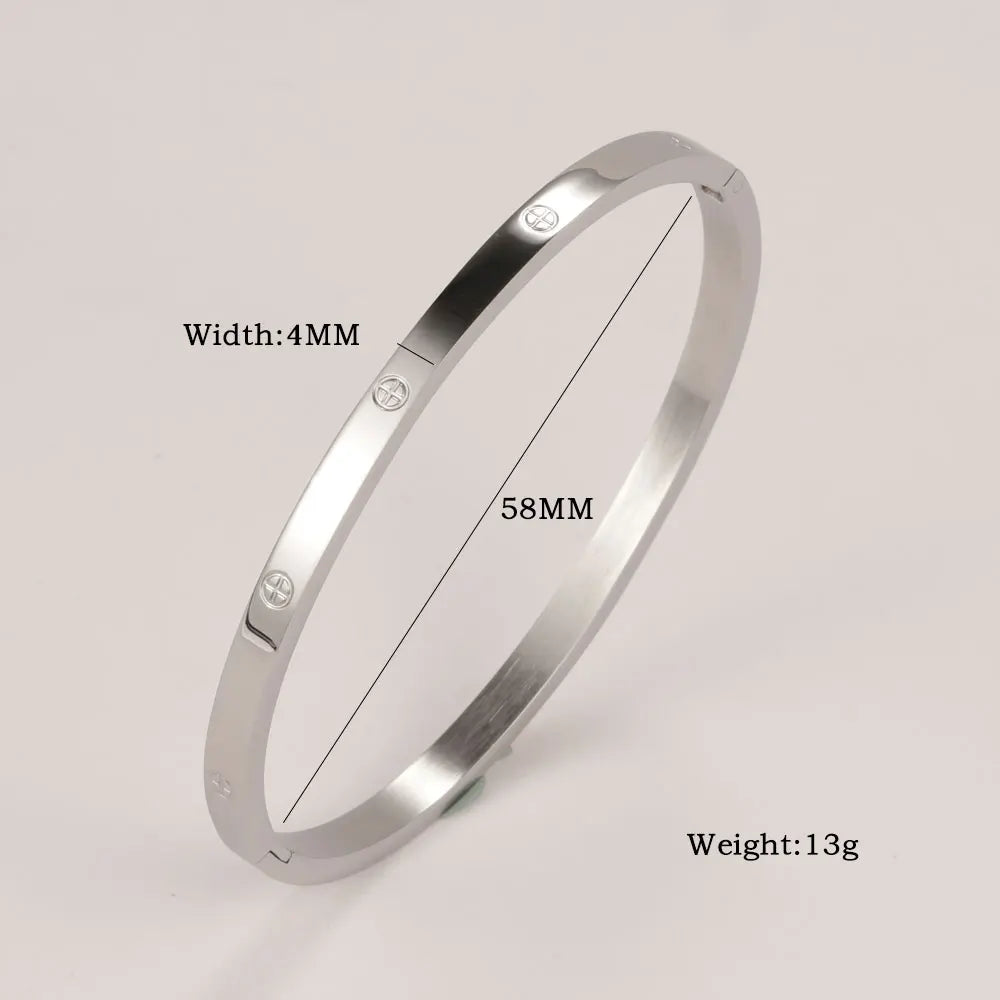 Iced Crystal Cuff Bangle Bracelet — Steel