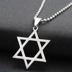 Star of David Beaded Chain Necklace — Stainless Steel