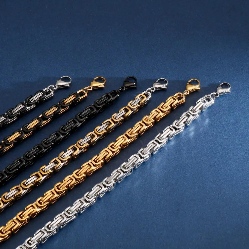4/5/6/8mm Width Royal Box Chain Necklace For Men Male Stainless Steel Long Necklace Personalise Jewelry Boyfriend Gift
