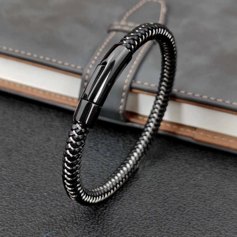 Wire Rope Bracelet Vintage Cuff — Men's 16.5-22cm