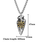 Viking Rune Shield Necklace Men Gold Color Antique Steel Norse Spear Trident Amulet Self-defense Pendant Never Fade