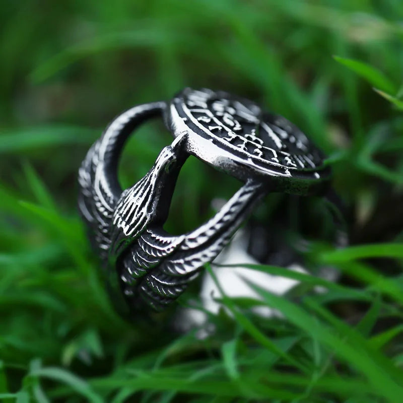 BEIER Stainless steel Thor Hammer Viking Amulet Viking Raven Ring Scandinavian Jewelry man Ring BR8-296