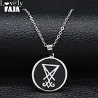 Sigil Lucifer Enamel Pendant Necklace — Stainless Steel
