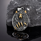 Viking Fenrir Wolf Claw Necklace Odin Norse Rune Gold Color Stainless Steel Pendant Amulet Retro Icelandic Jewelry Gift