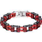 Rock And Roll Bicycle Chain Man Bracelet Red Stainless Steel Motorcycle Chain Men's Bracelets Jewelry