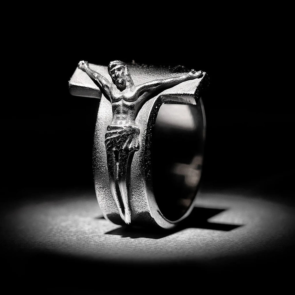 Jesus Cross Ring Good Friday Amulet for Men — Stainless Steel