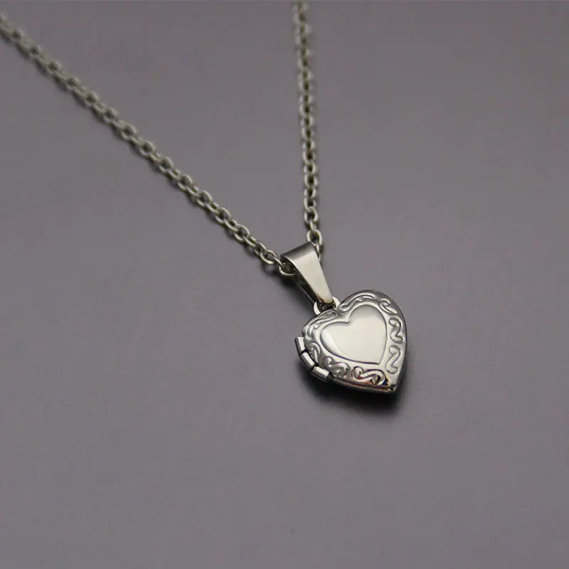 Tiny Heart Locket Pendant Necklace