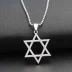 Star of David Beaded Chain Necklace — Stainless Steel