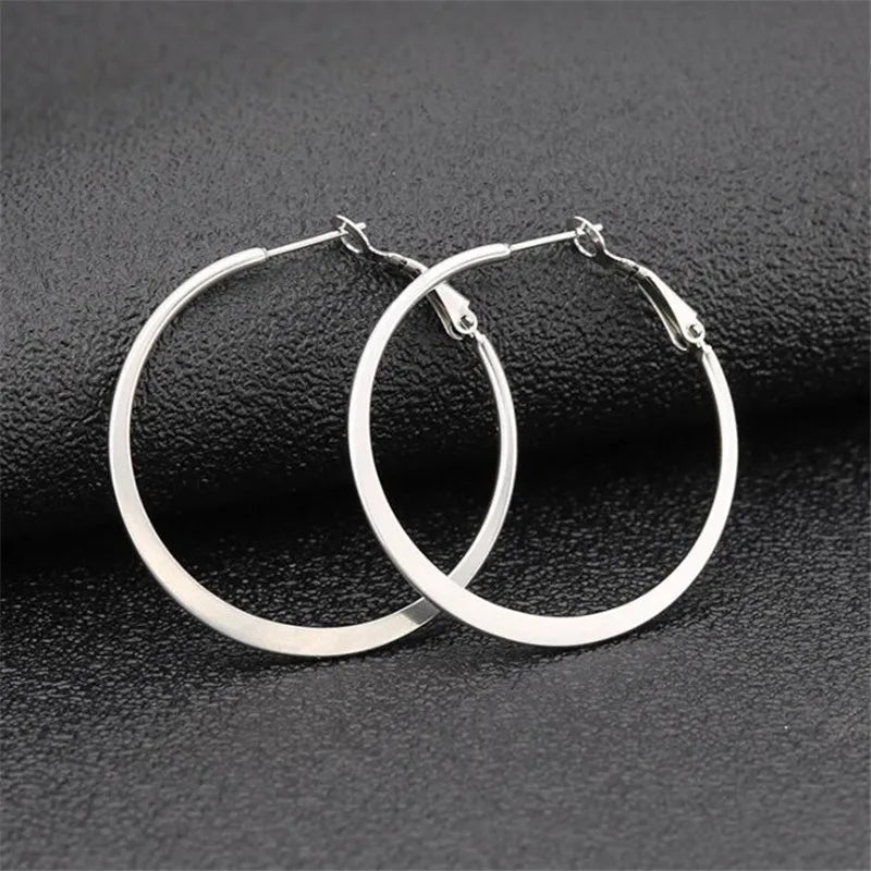 316 L Stainless Steel 30-60MM Circle Hoop Earrings Vacuum Plating Good Quality No Easy Fade Allergy Free Many Size