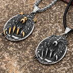 Viking Fenrir Wolf Claw Necklace Odin Norse Rune Gold Color Stainless Steel Pendant Amulet Retro Icelandic Jewelry Gift