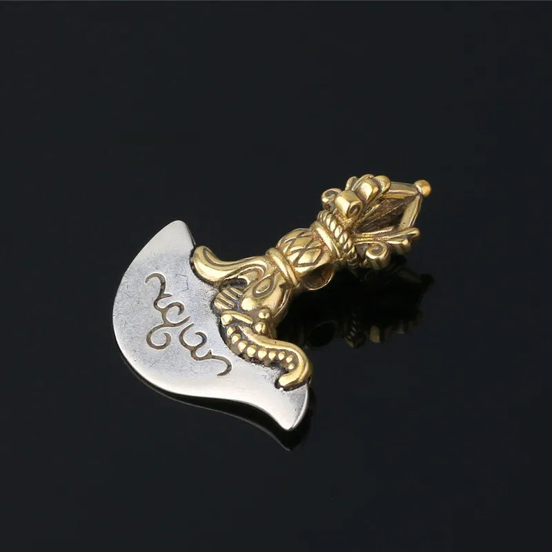 BOCAI Real Solid 100% S925 Silver Jewelry Pendant Buddhist Supplies Vajra Axe and Bead Necklace Diy Beaded Accessories