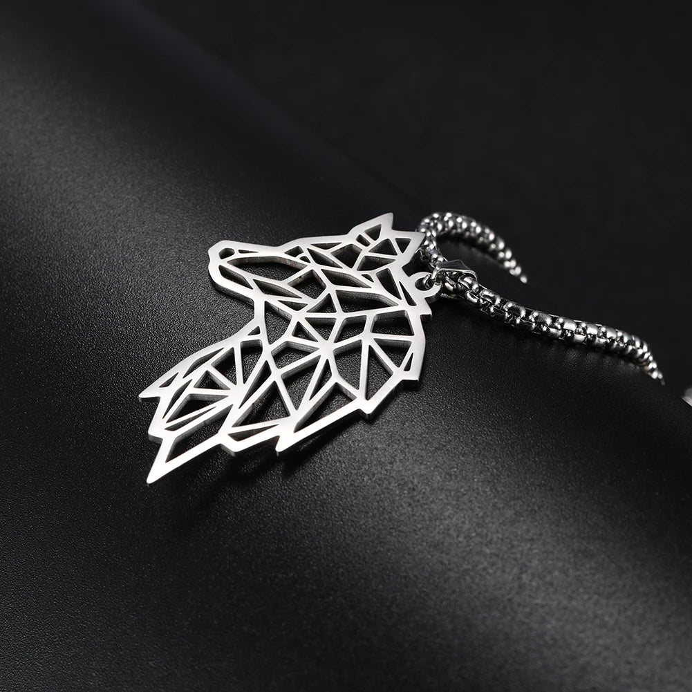 My shape Wolf Necklace for Men Women Stainless Steel Necklaces Men's chain Fashion Animal Male Necklace Punk Jewelry
