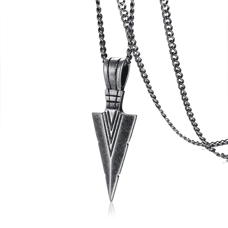 Arrowhead Tribal Spear Pendant — Stainless