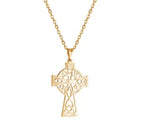 LIKGREAT Vintage Celtics Knot Cross Pendant Necklace for Women Men Stainless Steel Jesus Amulet Charm Chain Jewelry Punk